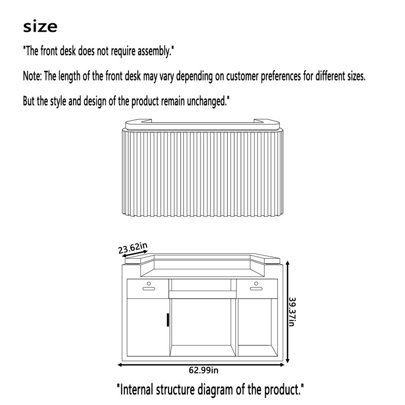 Ivy Bronx Keikilani Rectangular Laminate Reception Desk with Filing